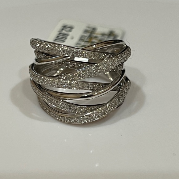 ❤️SOLD❤️ EFFY Diamond Crossover Statement Ring 3/4 ct. t.w.14K White Gold.Size 6 - Picture 10 of 17